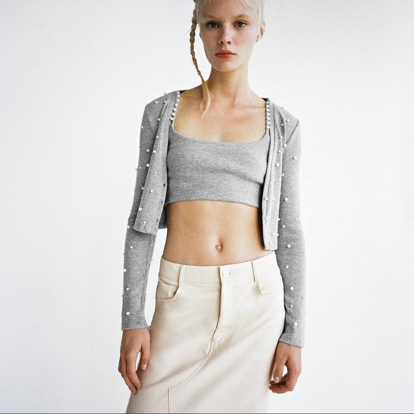 Zara Sweaters - NWT Zara Pearl Beaded Cardigan